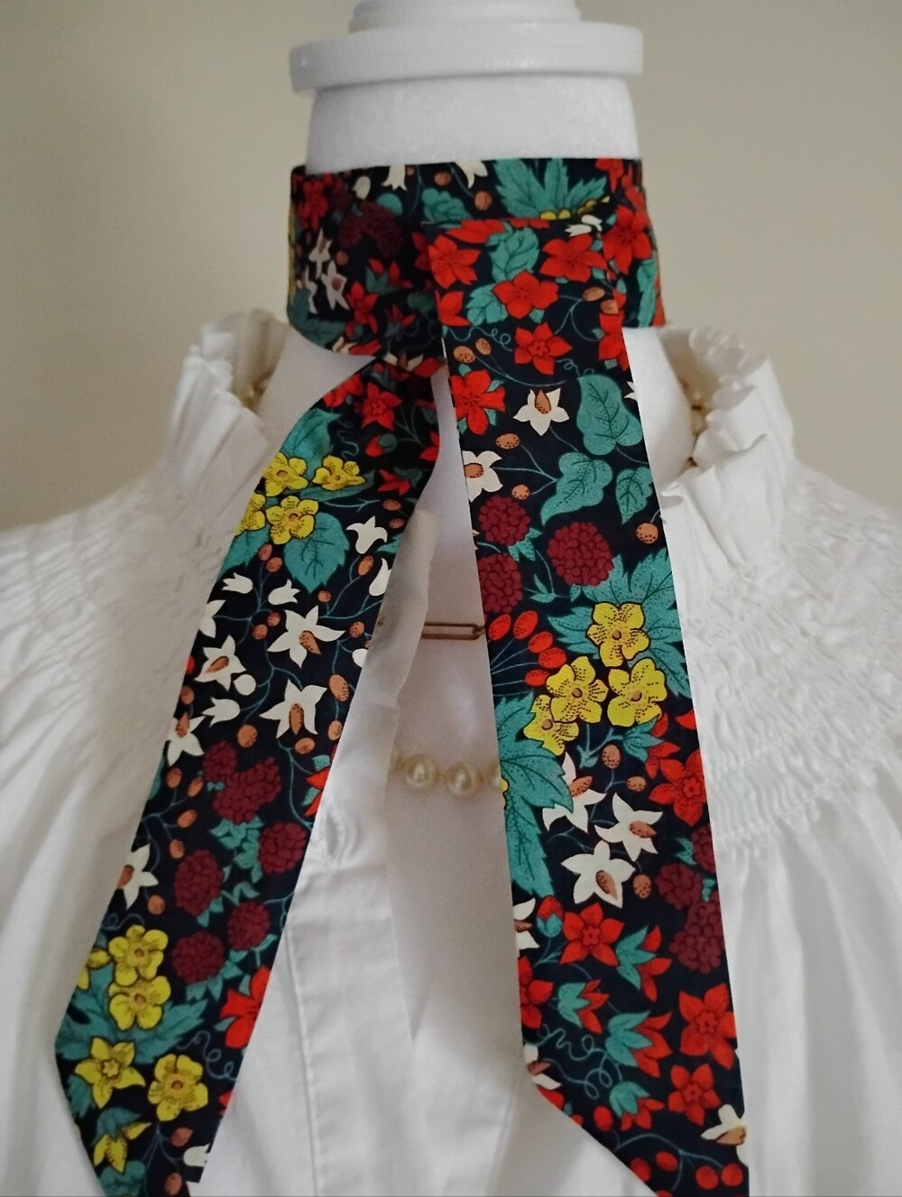 Liberty Art Fabric Tana Lawn Super Skinny Scarf Harvest Berry Colorful Floral